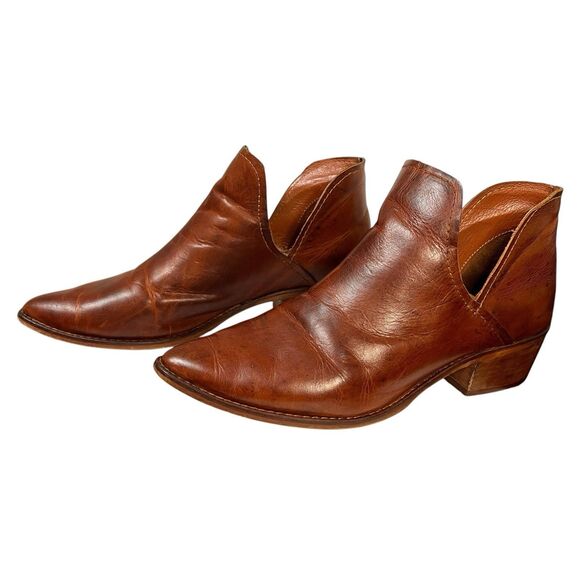 Steve Madden Austin Cognac Brown Leather Cowboy Ankle Booties Women's Size 9.5M - Picture 6 of 14